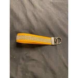 Dopamine Dressing Yellow Rhinestone Wristlet Keychain Handmade